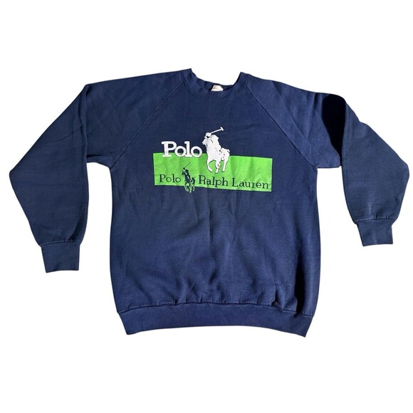 VTG 90s POLO RALPH LAUREN by Fruit of the Loom Sweatshirt Crewneck LOGO L RARE!!